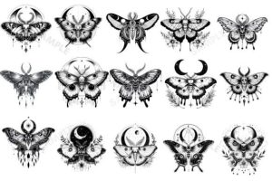 Alternative view of Procreate & Photoshop Lunar Moth Stamp