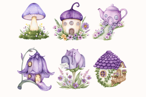 Purple Fairy Clipart Bundle | Watercolor - Image 7
