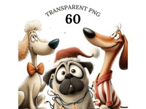 Quirky Christmas Dogs Clipart