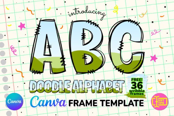 Quirky Doodle Alphabet Canva Frame