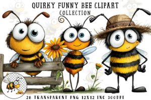 Quirky Funny Bee Clipart