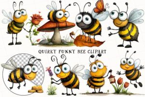 Alternative view of Quirky Funny Bee Clipart