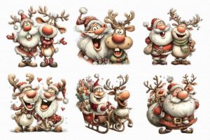 Alternative view of Quirky Santa and Reindeer PNG