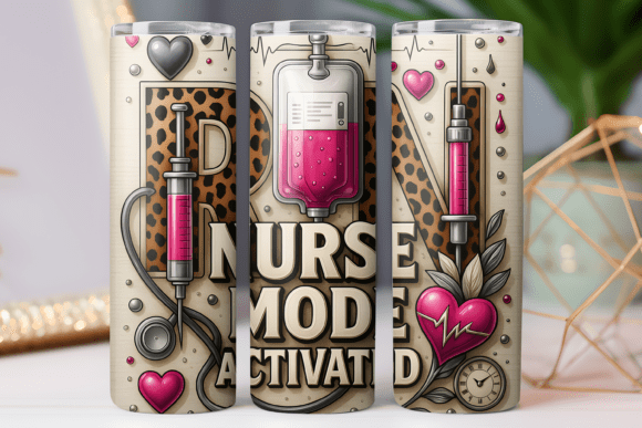 RN Nurse Tumbler Wrap 20oz Skinny Png