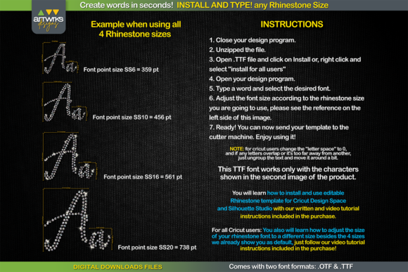RS01 Cursiva Rhinestone Template TTF Font - Image 3