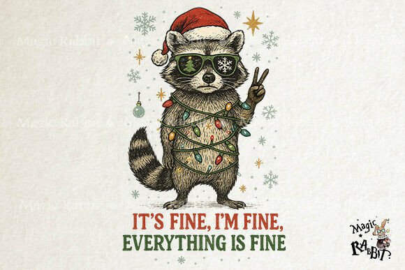 Raccoon Christmas Sublimation PNG