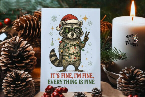 Raccoon Christmas Sublimation PNG - Image 3