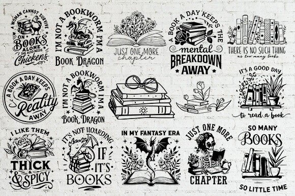 Reading Book Svg Bundle, Book Lover Svg,