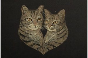 Realistic Two Cats Heart