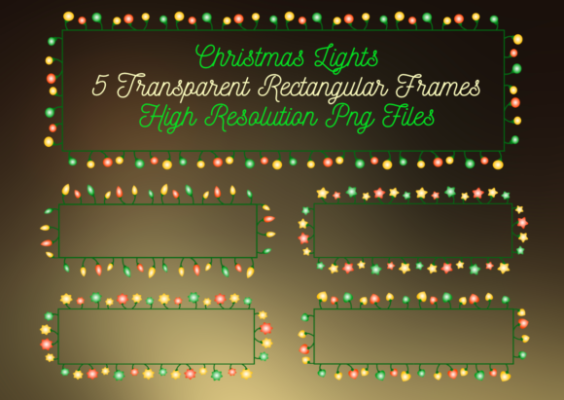 Rectangular PNG Christmas Lights Border