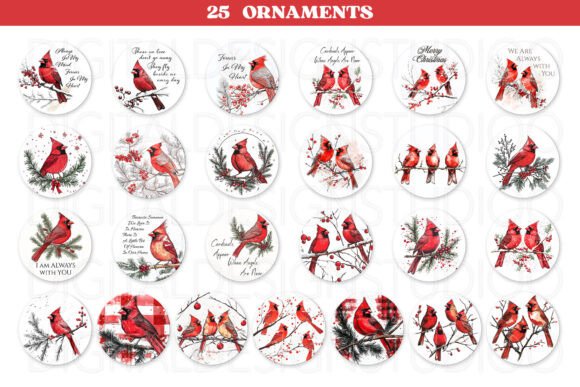 Red Cardinal Christmas Ornament Png - Image 2