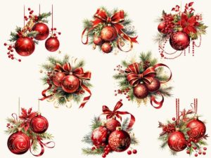 Alternative view of Red Christmas Ornaments Clipart