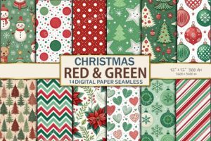 Red & Green Christmas Digital Paper