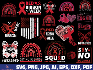 Alternative view of Red Ribbon Week Svg, No to Drugs SVG