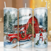 Red Truck Christmas Tumbler Wrap PNG