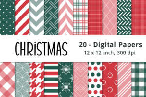 Red and Green Christmas Digital Paper