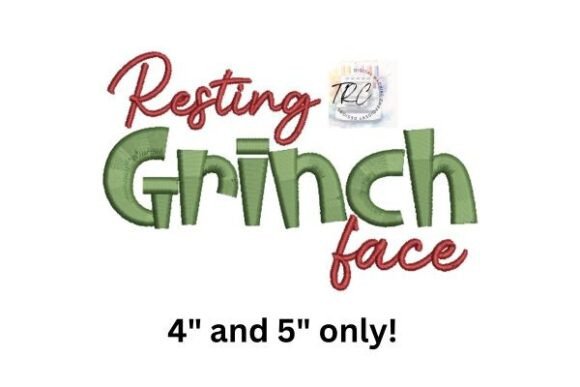 Resting Grinch Face Embroidery Design - Image 3