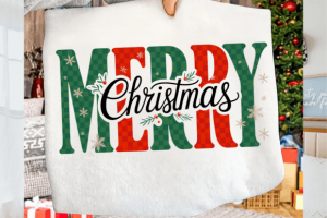 Retro Checkered Merry Christmas Png