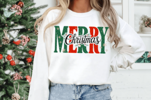 Alternative view of Retro Checkered Merry Christmas Png