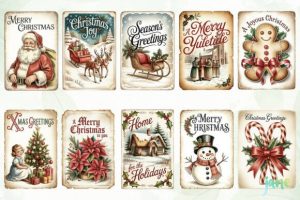 Alternative view of Retro Christmas Quotes Labels Bundle