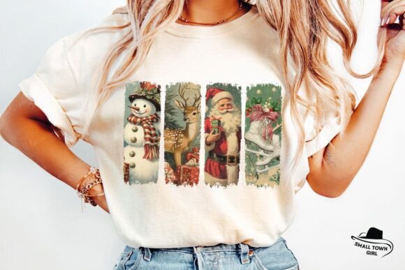 Retro Christmas Santa Reindeer Snowman - Image 6
