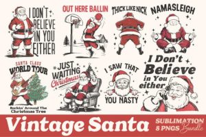 Retro Christmas Santa Sublimation Bundle