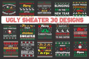 Retro Christmas Ugly Sweater Svg Bundle.