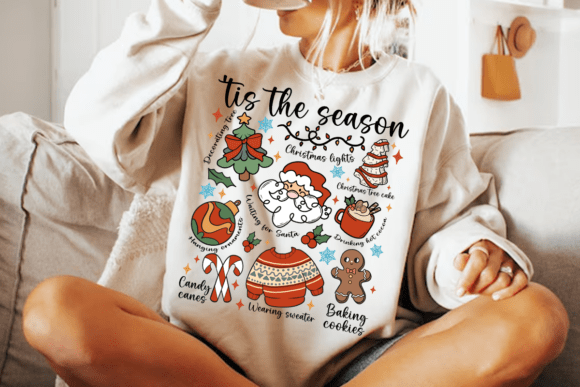 Retro Christmas Doodles PNG