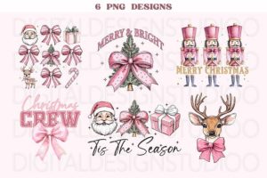 Retro Christmas Png, Pink Christmas Png