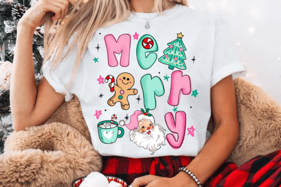 Retro Cute Merry Christmas PNG,Merry Png - Image 2