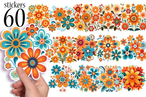 Retro Flower Stickers