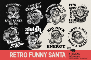 Alternative view of Retro Funny Santa Christmas SVG Bundle