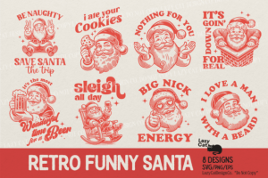 Retro Funny Santa Christmas SVG Bundle