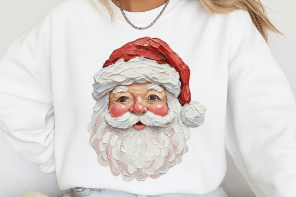 Alternative view of Retro Hand Painted Santa Christmas PNG