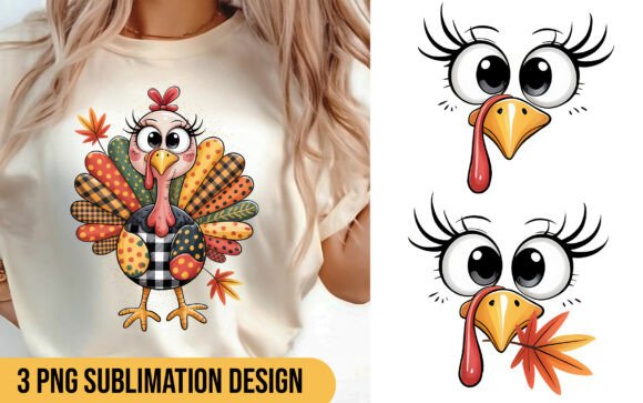 Retro Patchwork Thanksgiving Turkey PNG