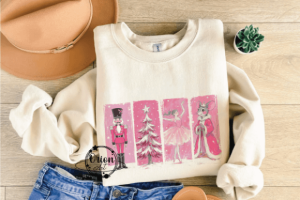 Retro Pink Christmas Nutcracker PNG