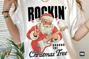 Alternative view of Retro Santa Claus Rocking Christmas PNG