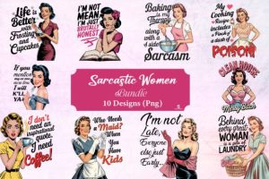 Retro Sarcastic Women PNG Bundle