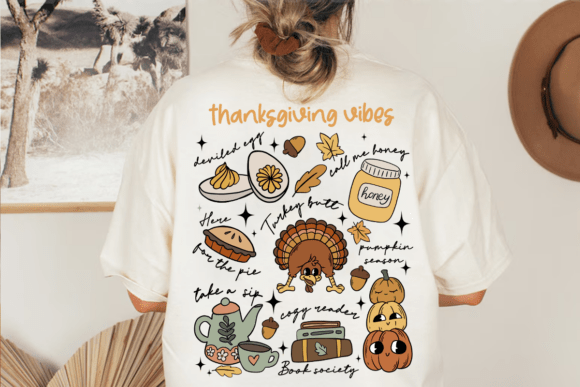 Retro Thanksgiving Fall Doodles PNG