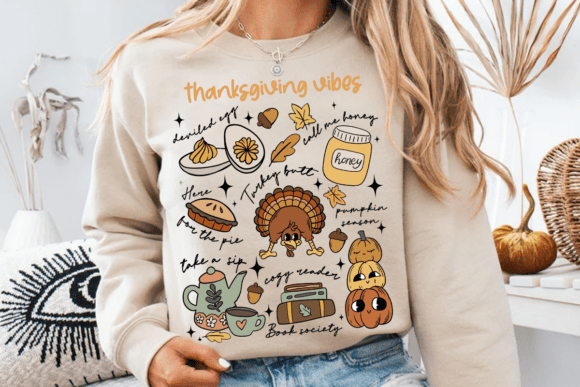 Retro Thanksgiving Fall Doodles PNG - Image 2