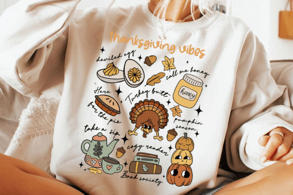 Retro Thanksgiving Fall Doodles PNG - Image 4
