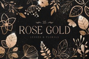 Rose Gold Leaves Florals Foil Elements