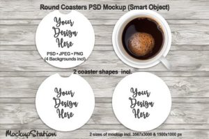 Round Car Coaster Mockup PSD File