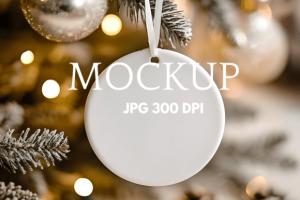 Round Ceramic Tree Ornaments Mockup