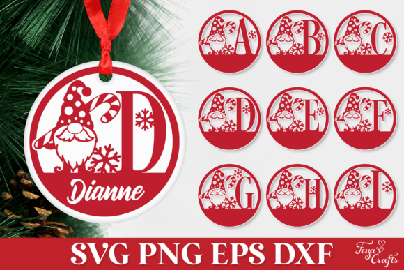 Round Christmas Monogram SVG Ornament