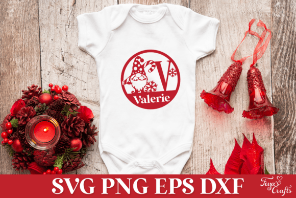 Round Christmas Monogram SVG Ornament - Image 4