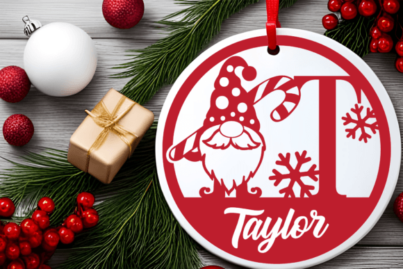 Round Christmas Monogram SVG Ornament - Image 8