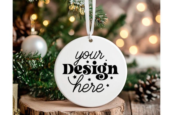 Round Christmas Ornament Mockup 29
