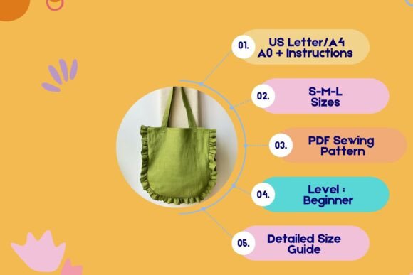 Ruffle Tote Bag Sewing Pattern Beginner - Image 6