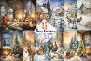 Rustic Brown Christmas Junk Journal Page